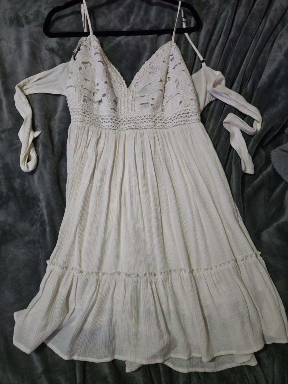 Shyanne Cream Crochet Bodice Mini Dress